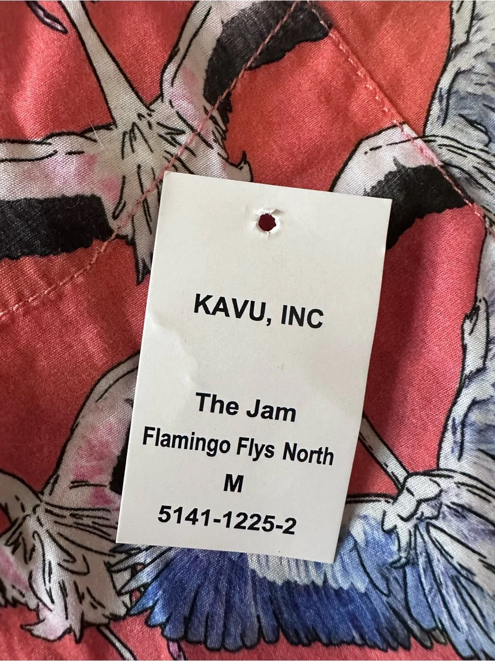 KAVU The Jam Short-Sleeve Shirt Flamingo Flys North Print Size Medium NWT